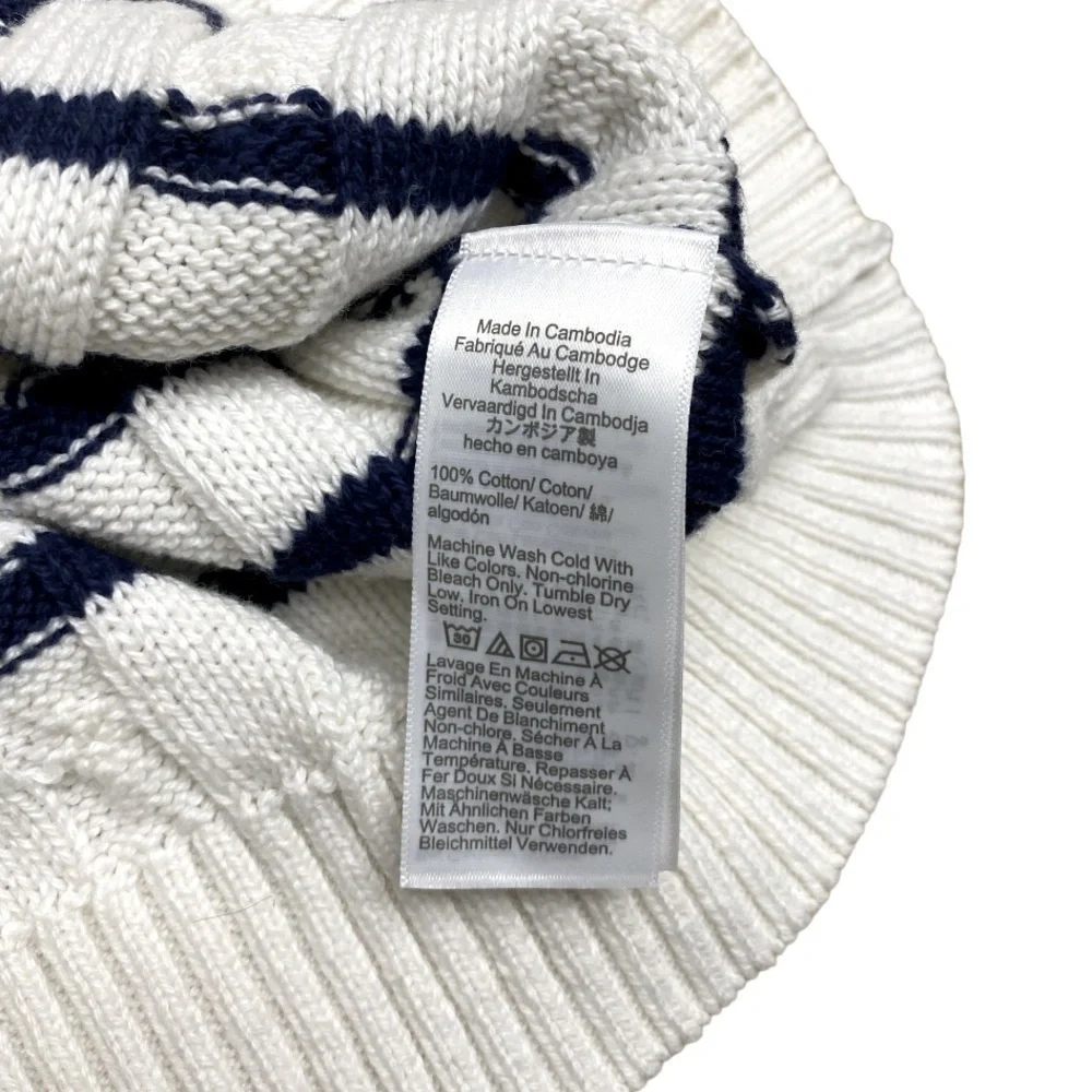 J.Crew  Women’s cable mockneck sweater Off white With Navy Stripes Size M